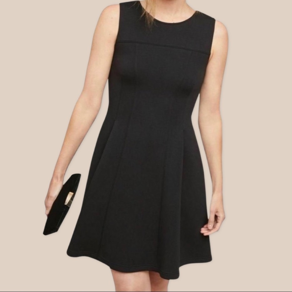 🆕 Anthropologie Maeve LBD Midi A-line Dress with Boatneck & Waist cinching NWT